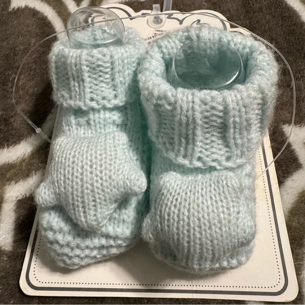 Cozy Knit Baby Booties in Light Blue